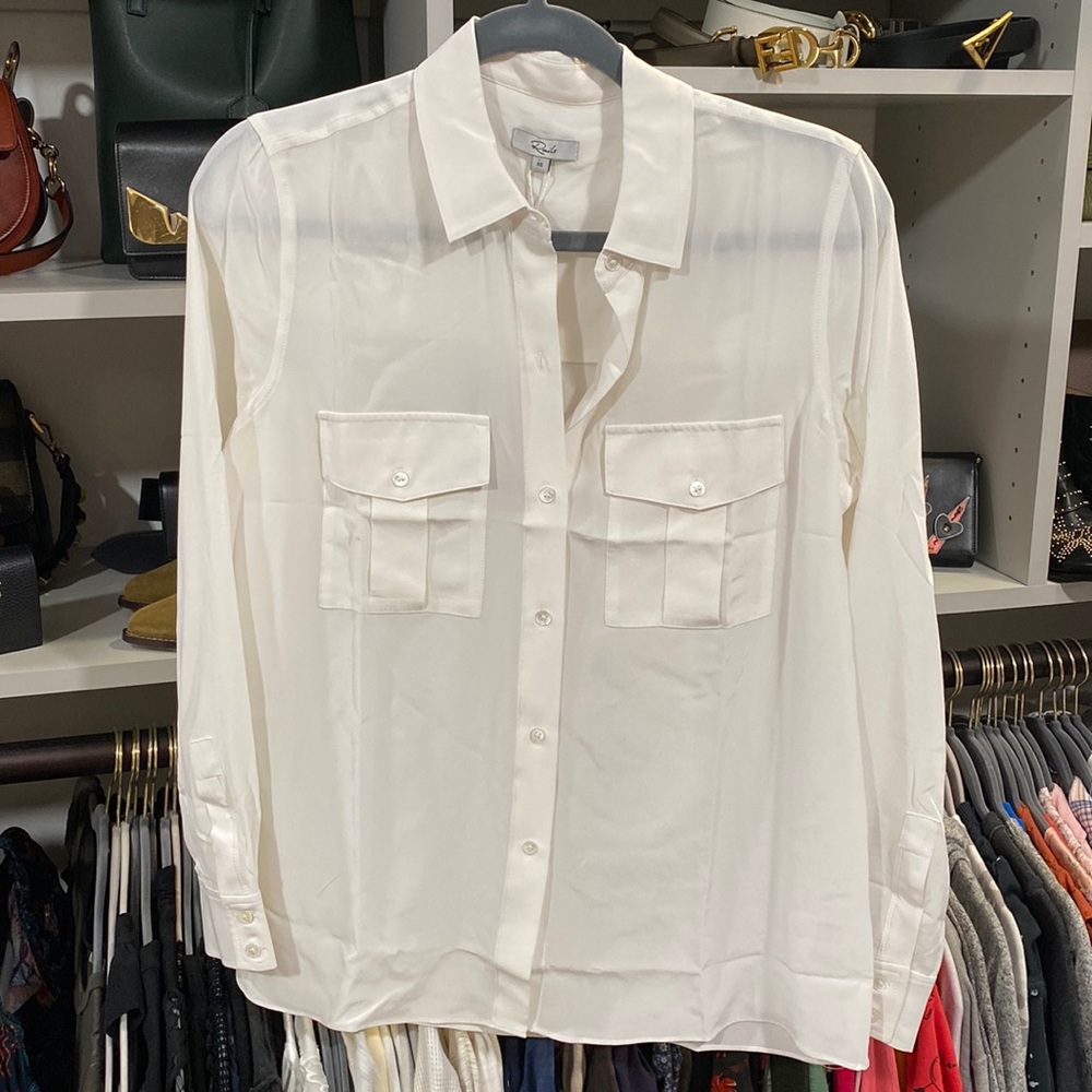 NWT Rails White Silk Rhett Blouse XS